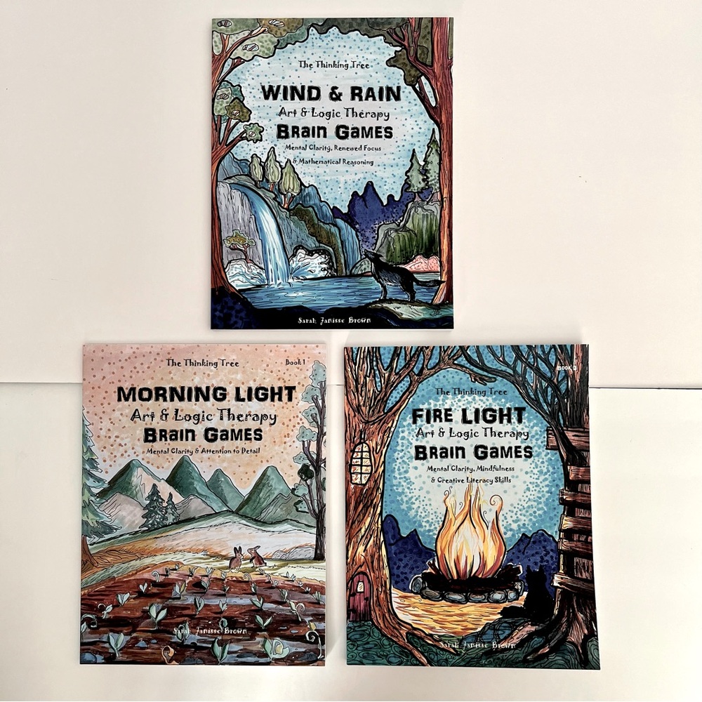 New Thinking Tree Art & Logic Brain Games Workbook Wind Rain Fire Light Morning